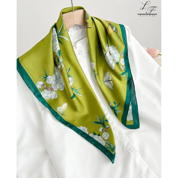 Satin Bandanas Head A10 Green Scarf Women Lightweight Silk Hair Wrap Sleep Scarf - Picture 6 of 6